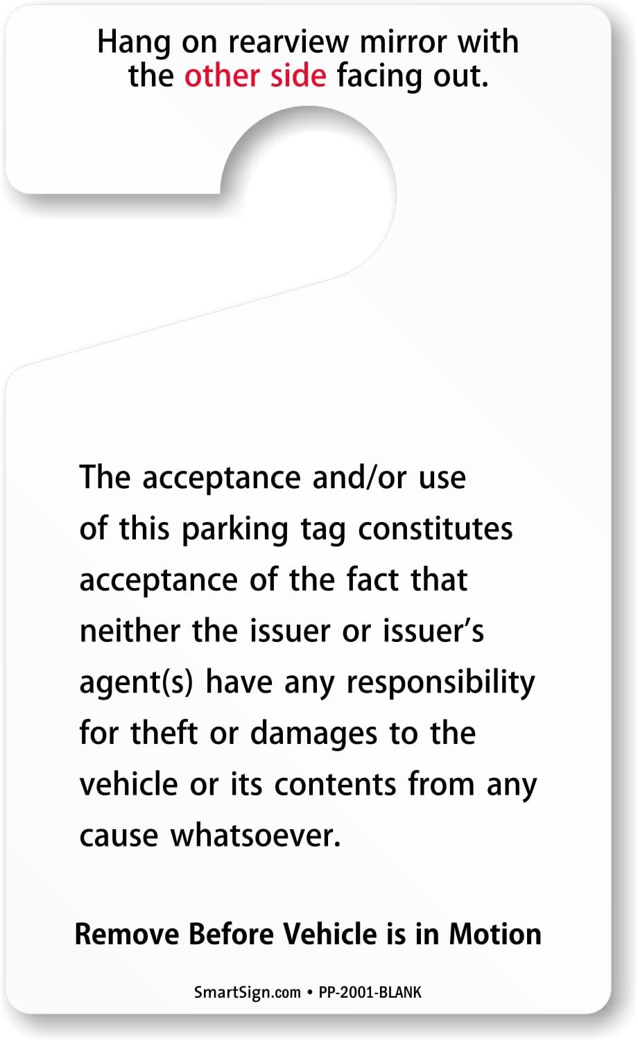 SmartSign 5 x 3 inch (Pack of 50) Standard Write-On Parking Permit Rearview Mirror Hang Tag, 35 mil Plastic, Blue and White