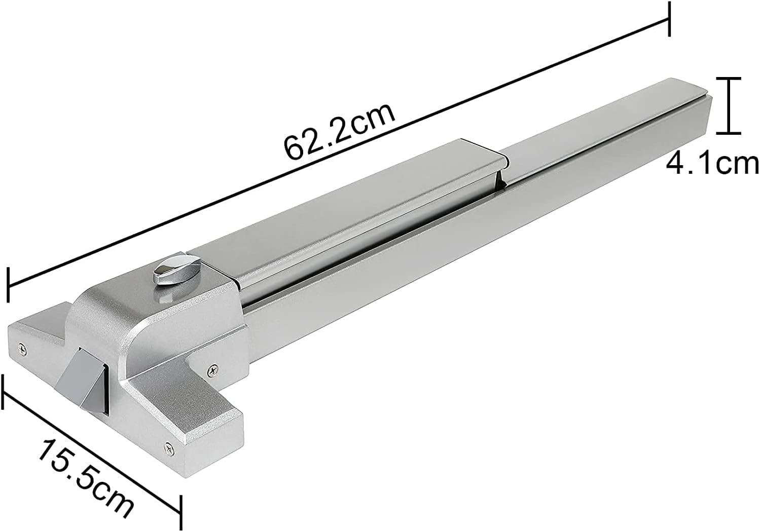 Door Push Bar Panic Exit Device Lock, Vertical Surface Rod Exit Device UL Listed, Aluminum Made Emergency Hardware Alarmed Panic Bar with Roller Latch Exterior Lever for Exit Doors Pack of 2