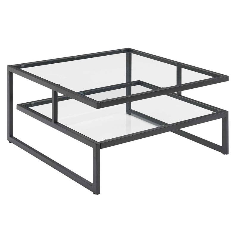 Pemberly Row Stripes Coffee Table in Black Metal Finish
