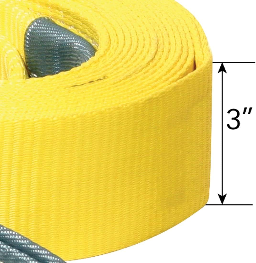 VULCAN Tow Strap with Reinforced Eyes - Standard Duty - 3 Inch x 30 Foot - 7,500 Pound Towing Capacity Pack of 2