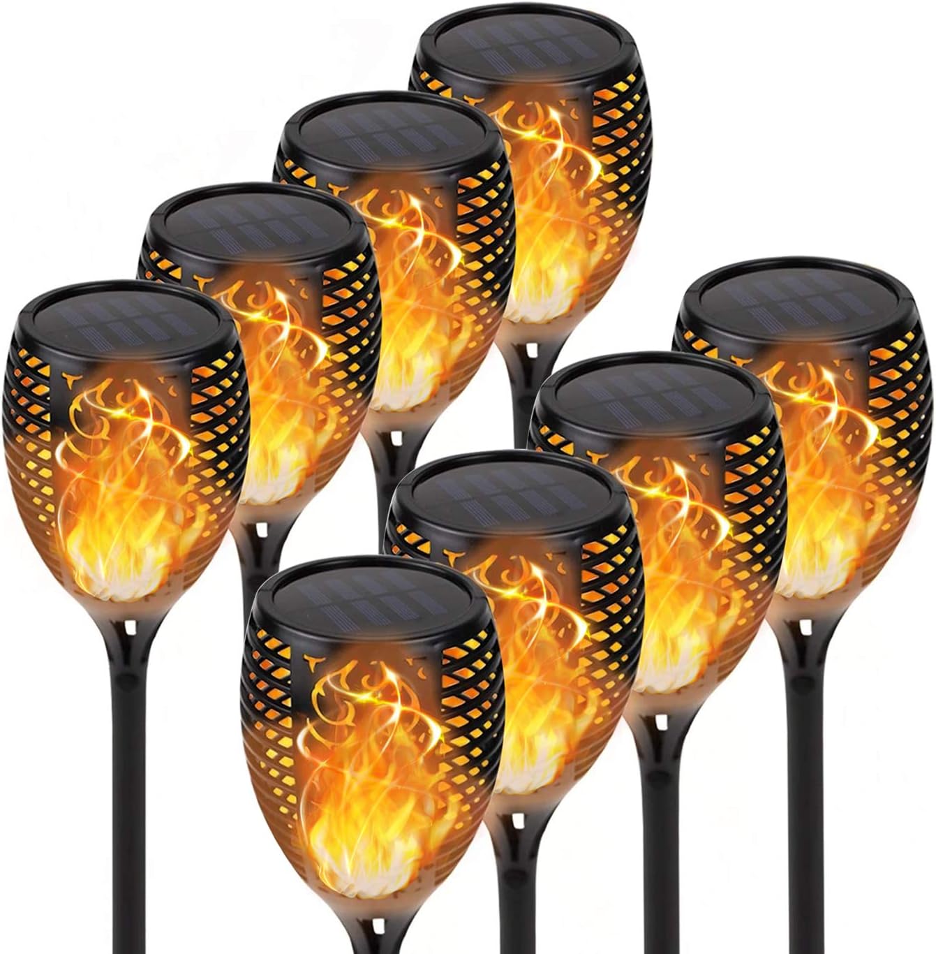 KYEKIO Outdoor Solar Lights, 8Pack Large Solar Torch Lights with Flickering Flame, Waterproof Solar Powered Outdoor Lights, Decorative Landscape Torches for Garden Pathway Yard Decor-Auto LED Lighting
