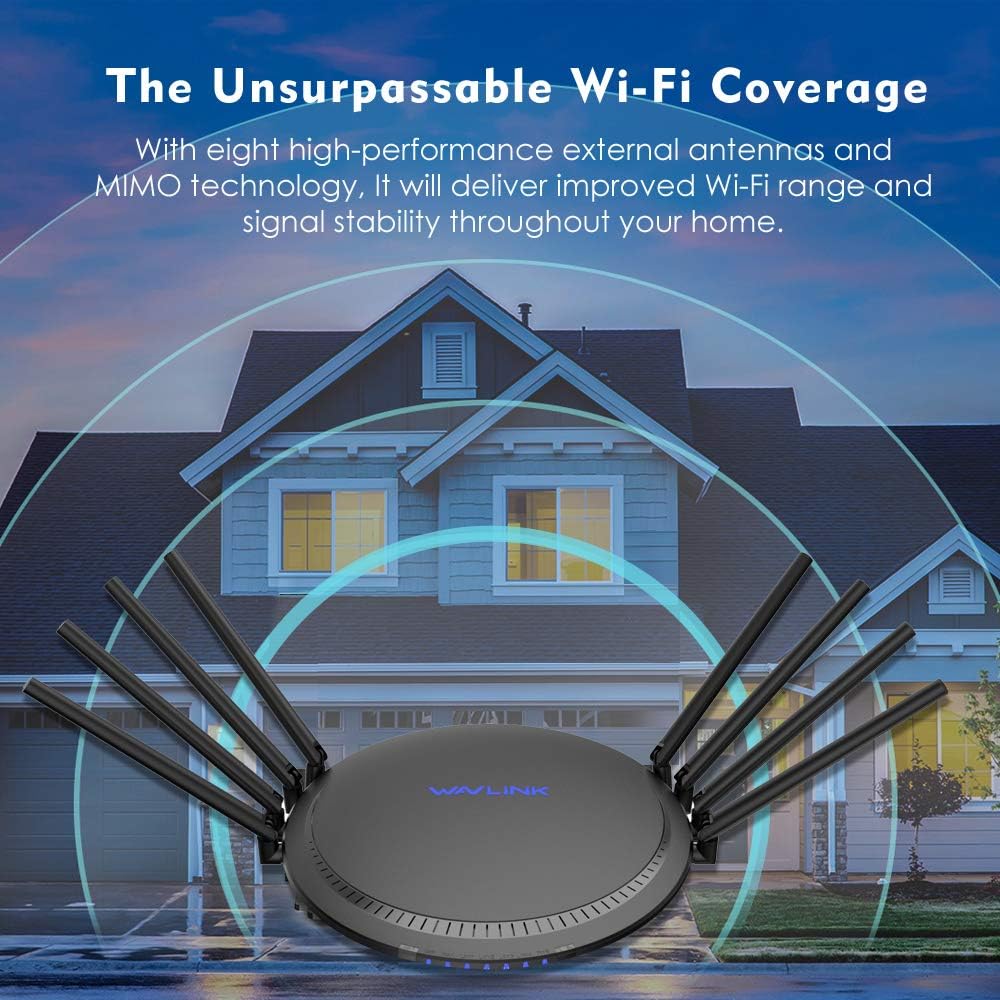 WAVLINK AC3000 Smart Wi-Fi Router for Home,MU-MIMO Tri-Band Wireless Interent Gigabit Router,High Speed WiFi Range Extender with Touchlink,4K Streaming/Gaming（Ethernet Ports,Guest WiFi, QoS） Pack of 2