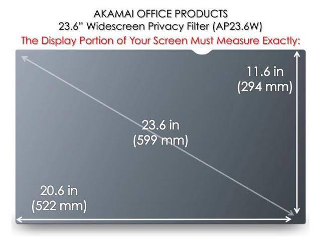 23.6 inch Diagonally Measured Privacy Screen for Widescreen Computer Monitors