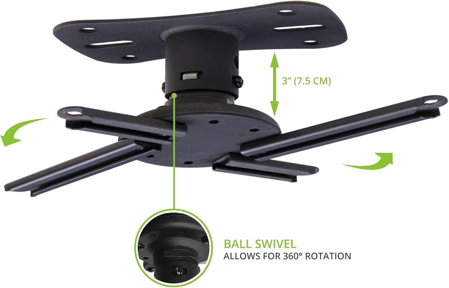 Kanto P101 Universal Projector Ceiling Mount – Solid Steel Construction – Easy to Install – Black Pack of 2