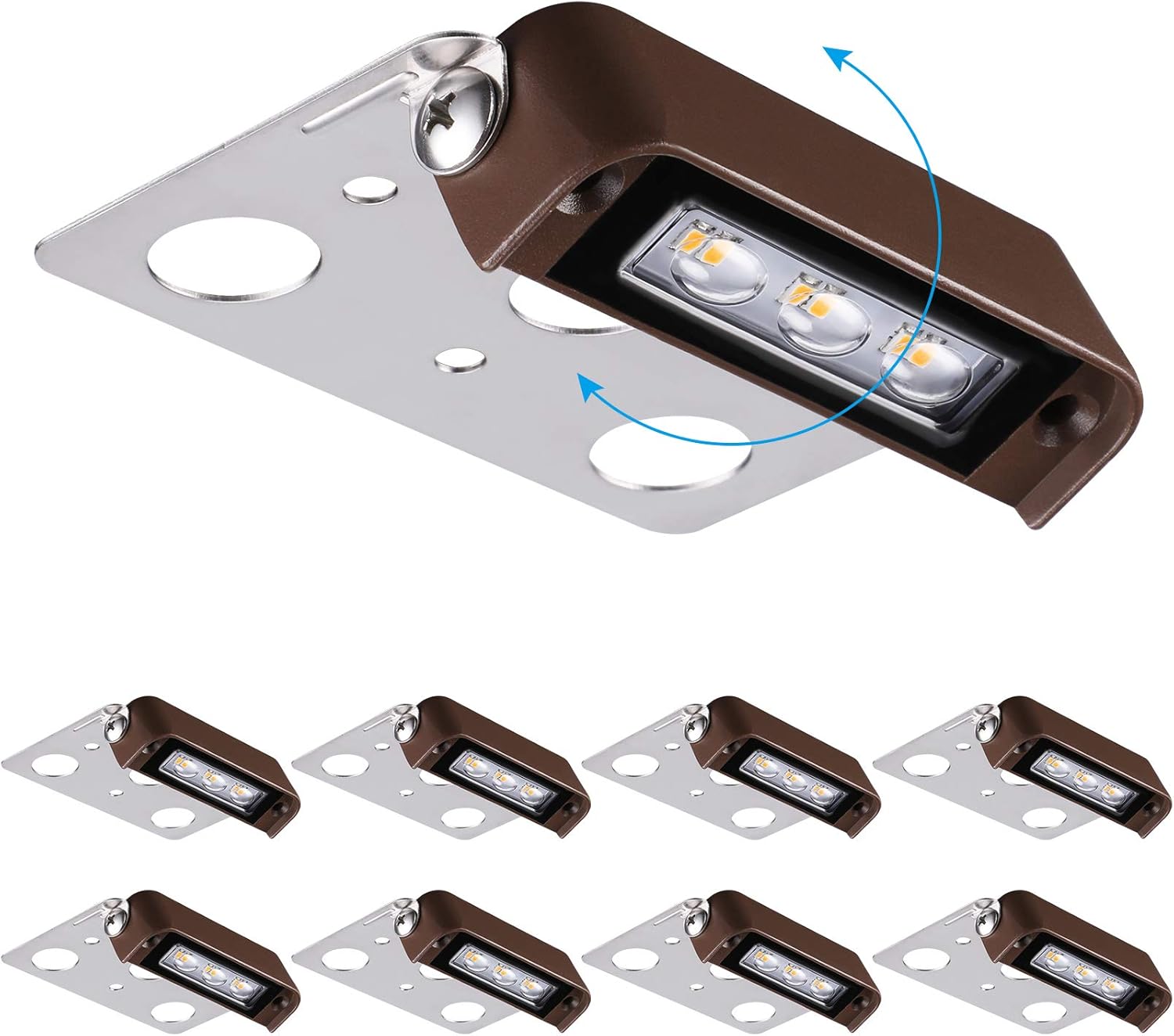 LEONLITE 8-Pack 7 Inch 4.5W LED Hardscape Lighting 270&deg; Swivel, Retaining Wall Lights, 12-15V AC/DC Low Voltage, Paver Light, IP65 Waterproof, 2700K Soft White, 40000 Hours Lifespan