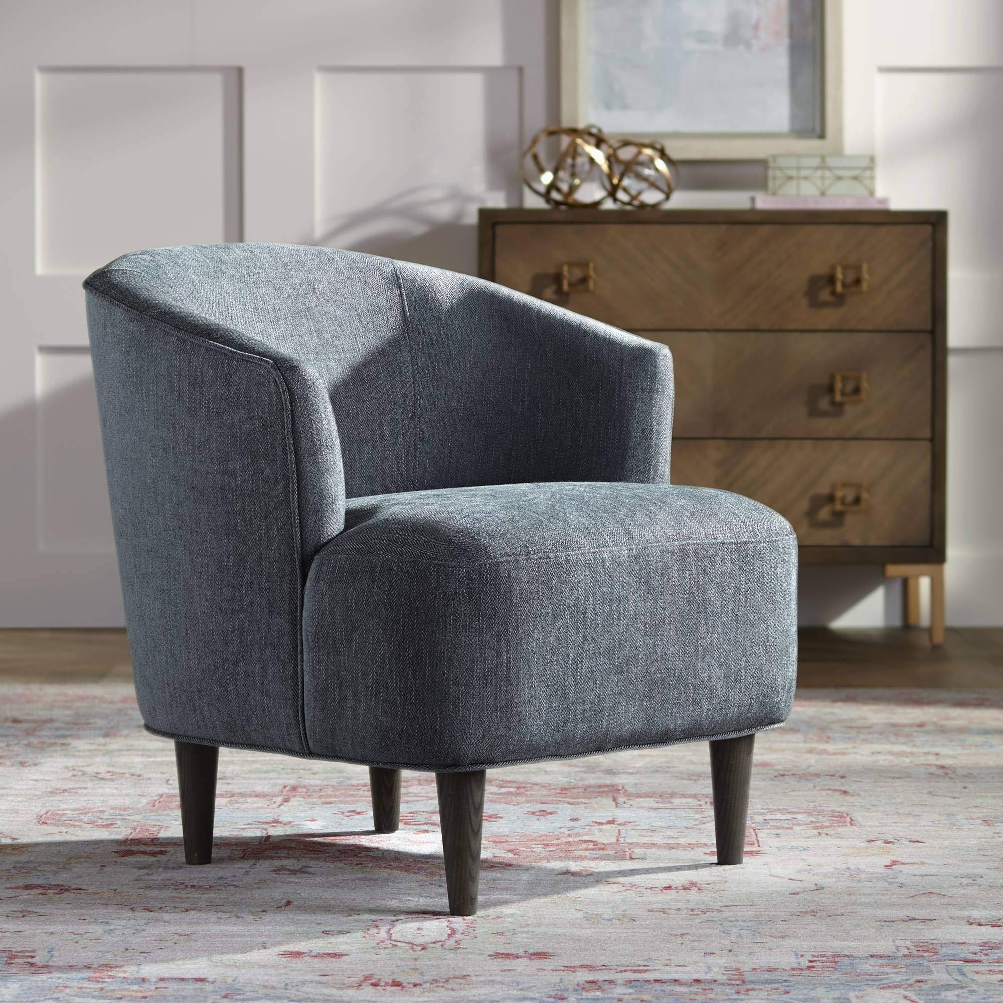 55 Downing Street Herringbone Gray Fabric Accent Chair