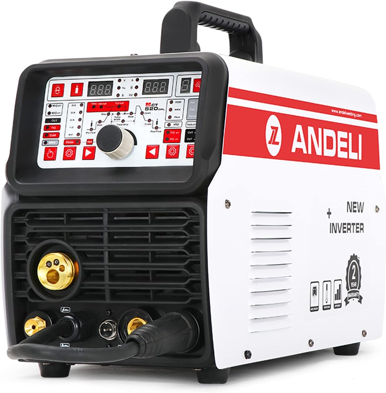ANDELI 220V MCT-520DPL MIG TIG CUT COLD & MMA MIG Welding and Flux Welding without Gas Cold Welder 5 in 1 Multiprocess Welder MIG Welding Machine (MIG CUT TIG & MMA SUIT)