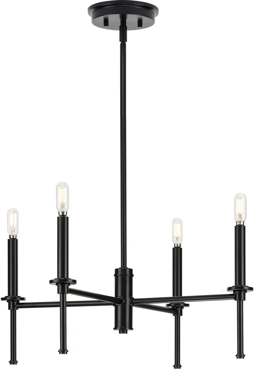 Elara Collection 22.87 in. 4-Light Matte Black New Traditional Chandelier Light