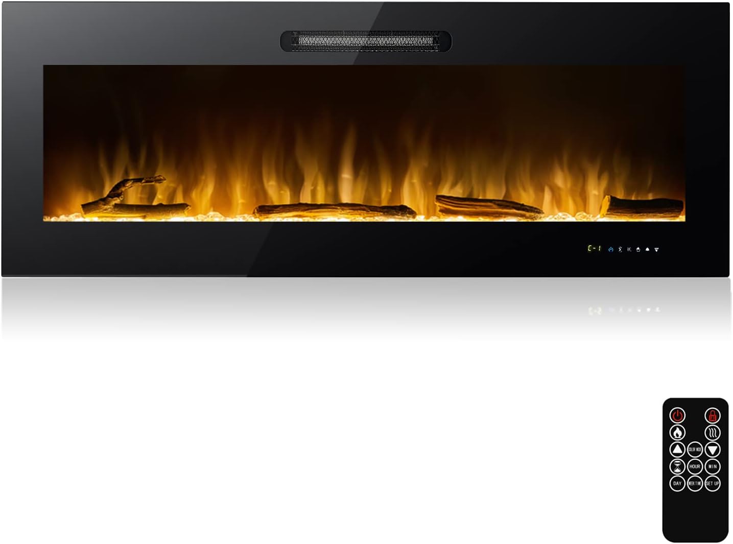 50 Inch Electric Fireplace Recessed and Wall Mounted, Electric Fireplace with Adjustable Flame Colors, Touch Screen, Remote Control, Easy to Install ,750w/1500w (50)
