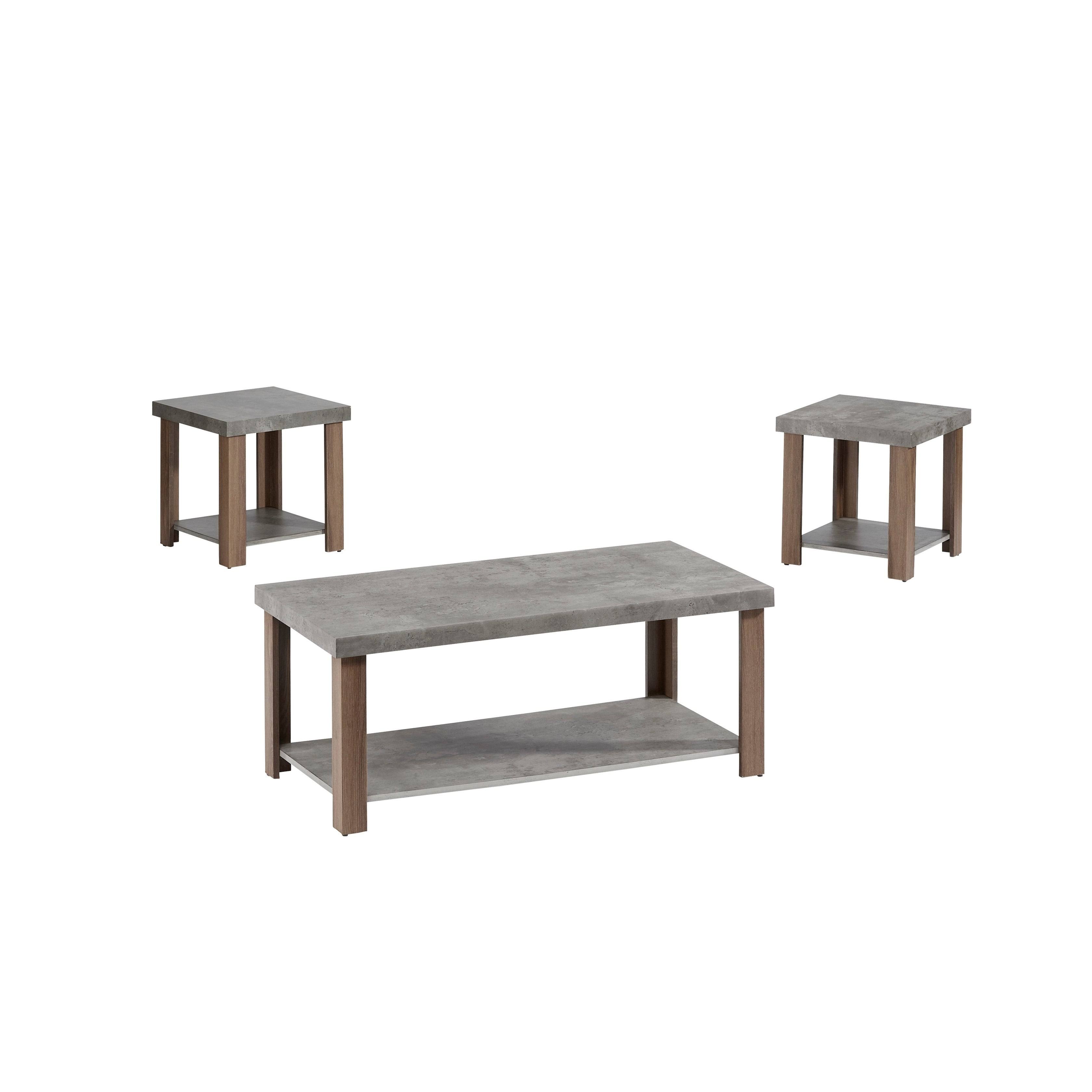 Progressive Furniture 3 Pack (Cocktail u0026 2 End Tables), Gray/Oak