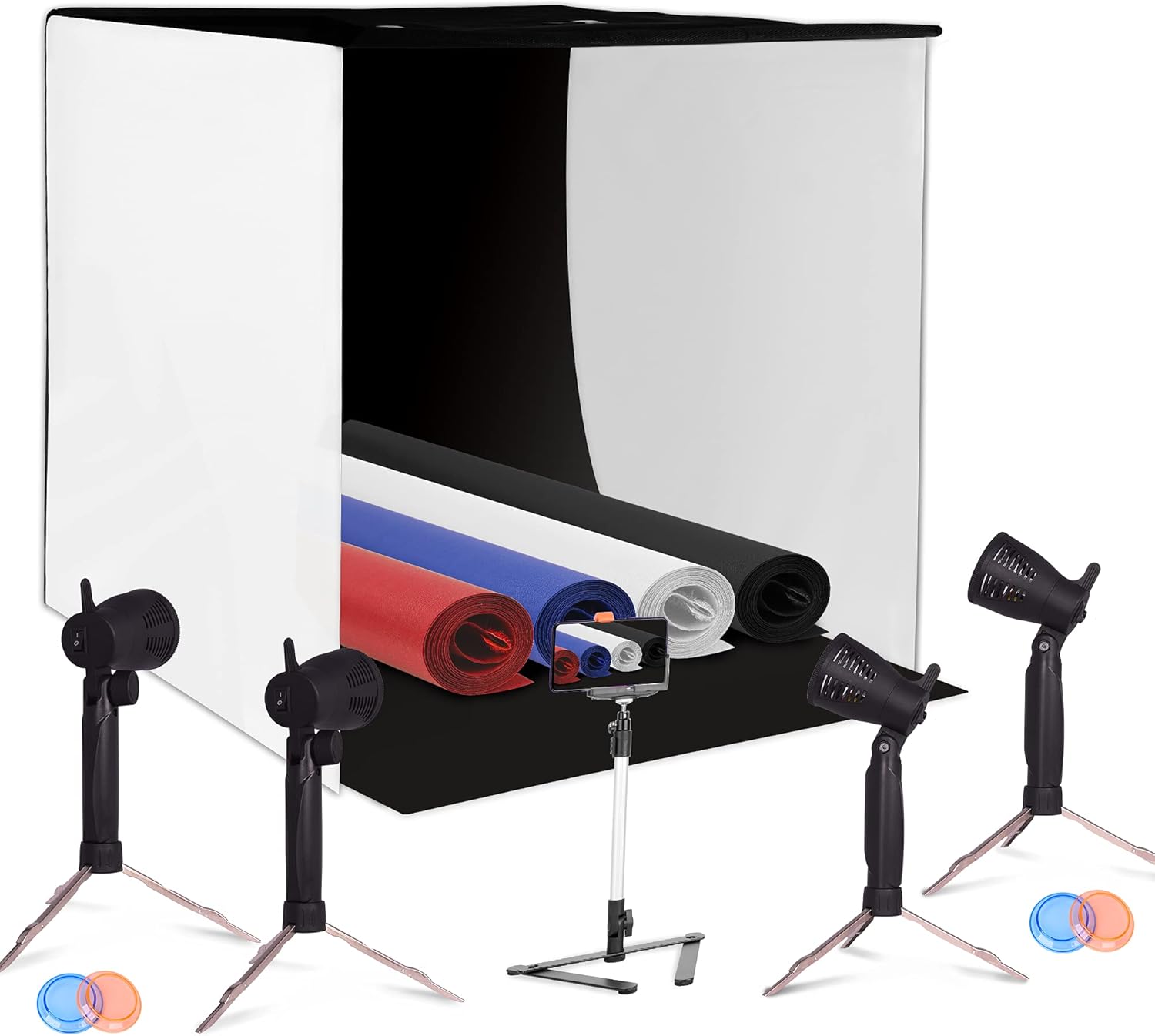 EMART Photography Light Box, 24 X 24 Inches White Photo Studio Tabletop Tent, Portable Lightbox with Desktop Light for Photoshoot Pack of 2