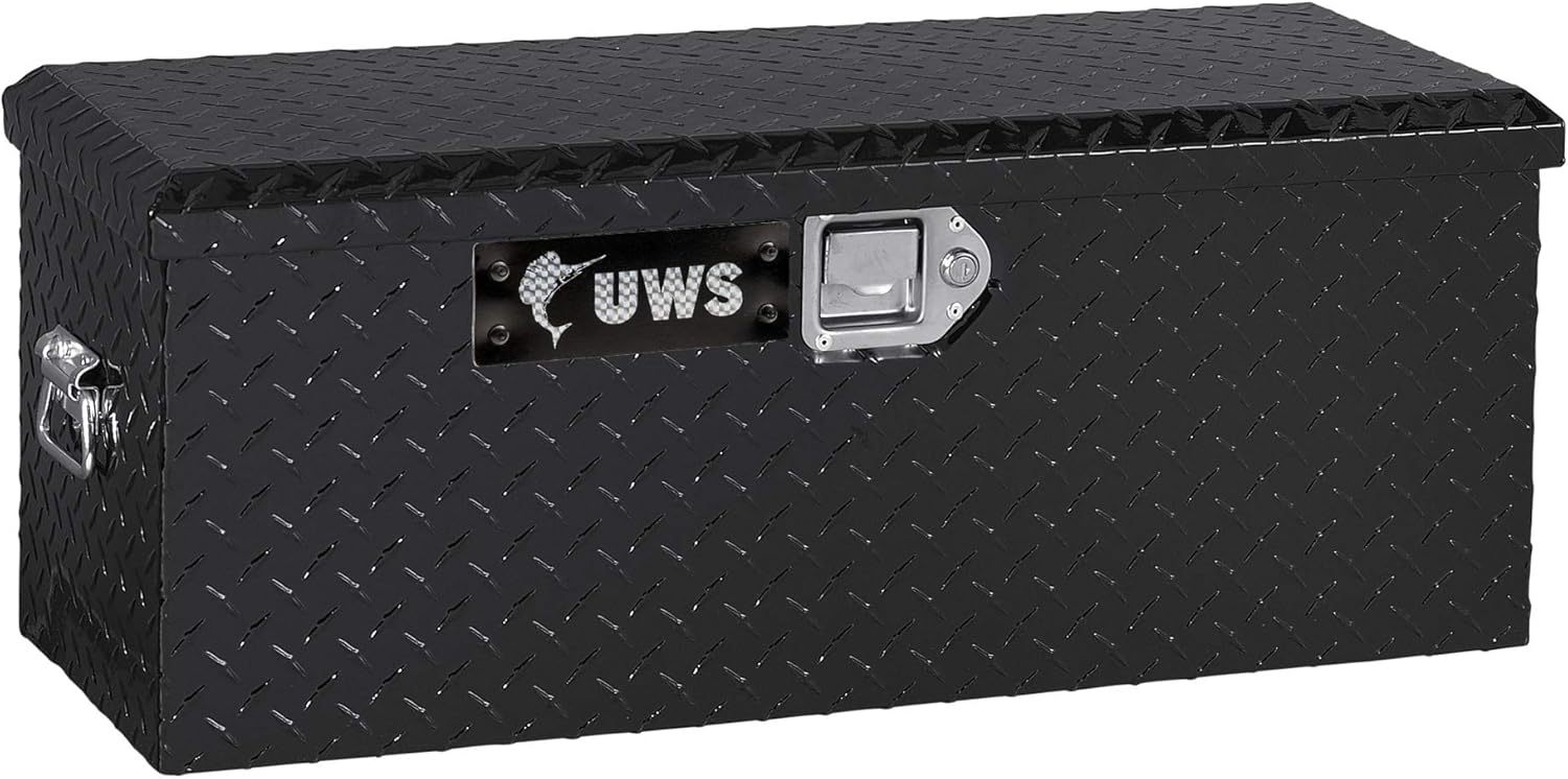 UWS EC20012 32-Inch Gloss Black Heavy-Wall Aluminum ATV Storage Box, RigidCore Lid
