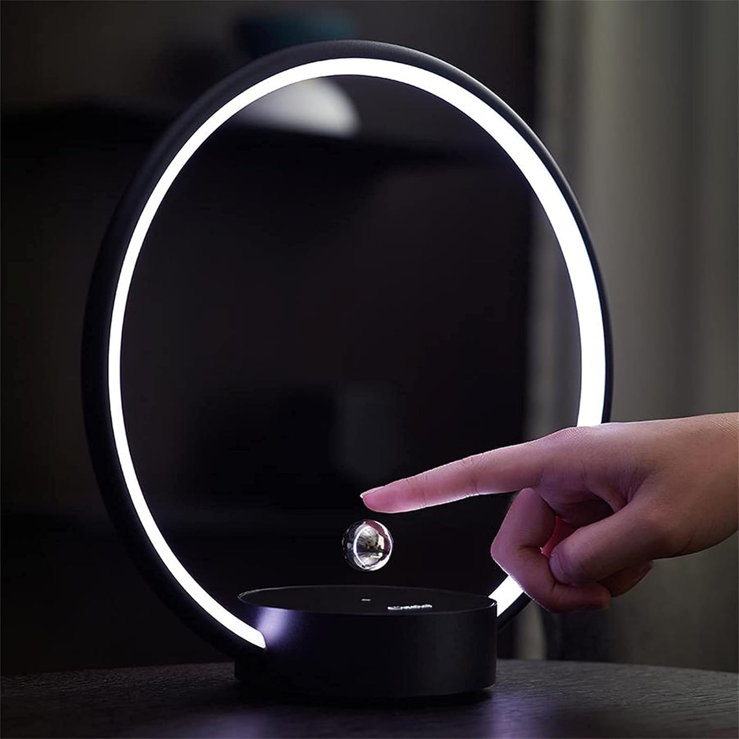 HCNT Circlo Table Lamp, Desk Lamp for Living Room with 2 Levitating Switch, Touch Lamp Led Lamp 3 Modes Levitating Bedside Lamp Night Light Lamp Modern Lamp for Bedroom Home Office Decor(Black)