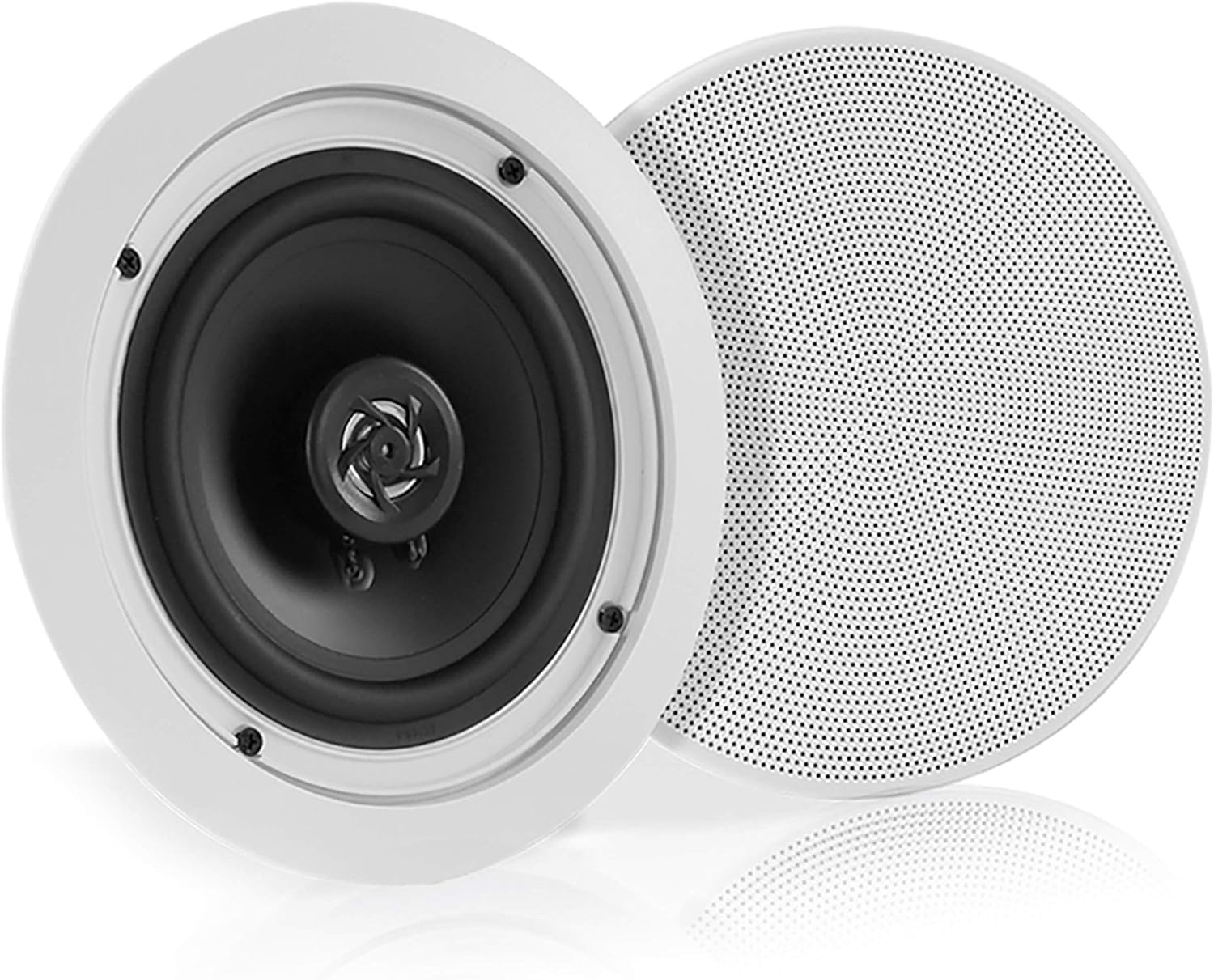 Pyle 5.25” Pair Bluetooth Flush Mount In-wall In-ceiling 2-Way Speaker System Quick Connections Changeable Round/Square Grill Polypropylene Cone & Polymer Tweeter Stereo Sound 150 Watt (PDICBT552RD) Pack of 2
