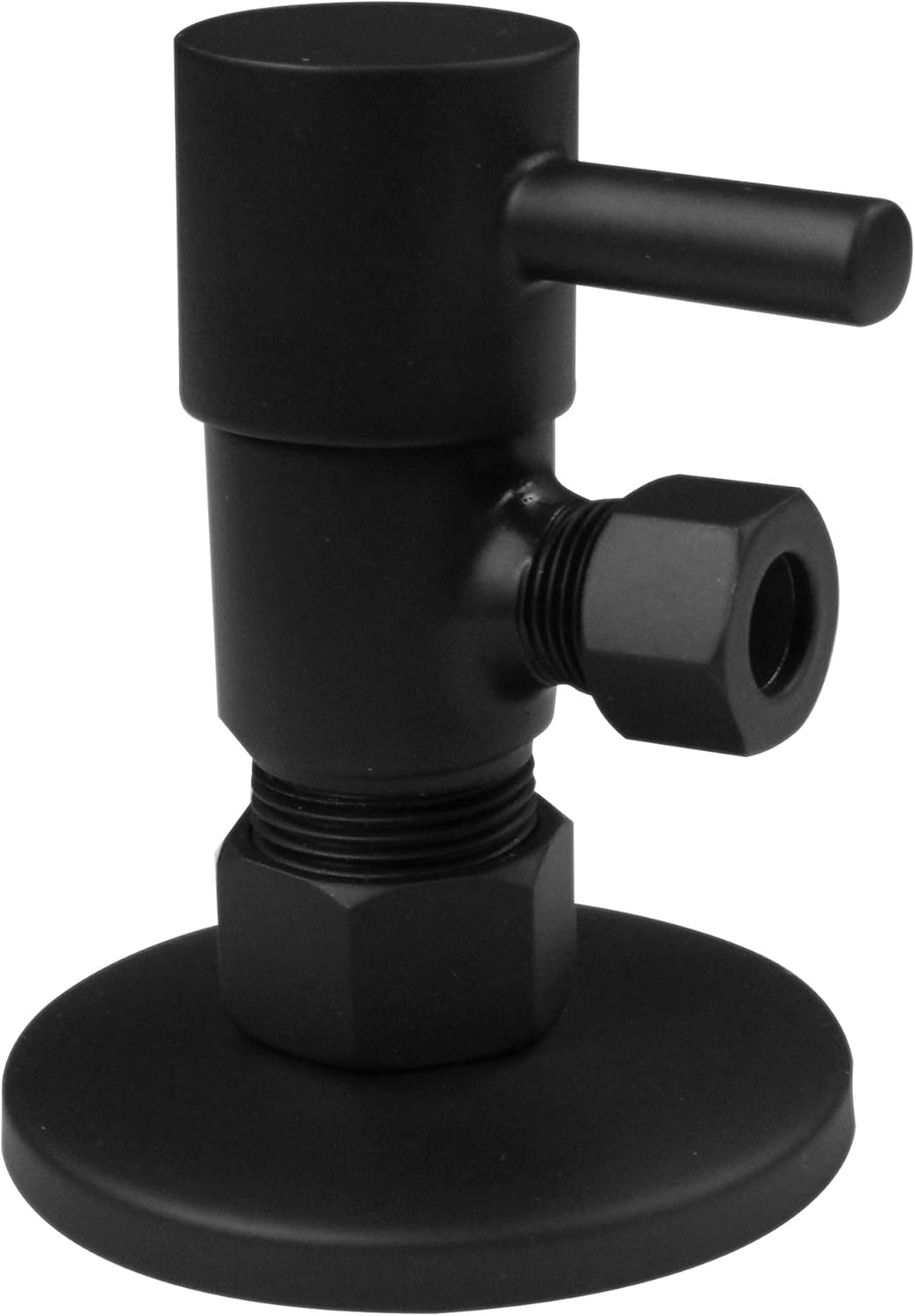 Westbrass D105QR-62 Round 1/4-Turn Angle Stop 1/2 Copper x 3/8 comp, Matte Black Pack of 2