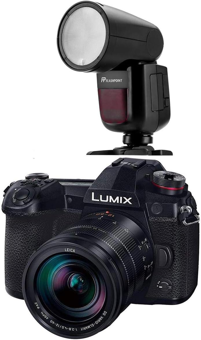 Panasonic Lumix G9 Mirrorless Camera, Black with Lumix G Leica DG Vario-Elmarit 12-60mm F/2.8-4.0 Lens - with Flashpoint Zoom Li-on X R2 TTL Round Flash Speedlight (V1)