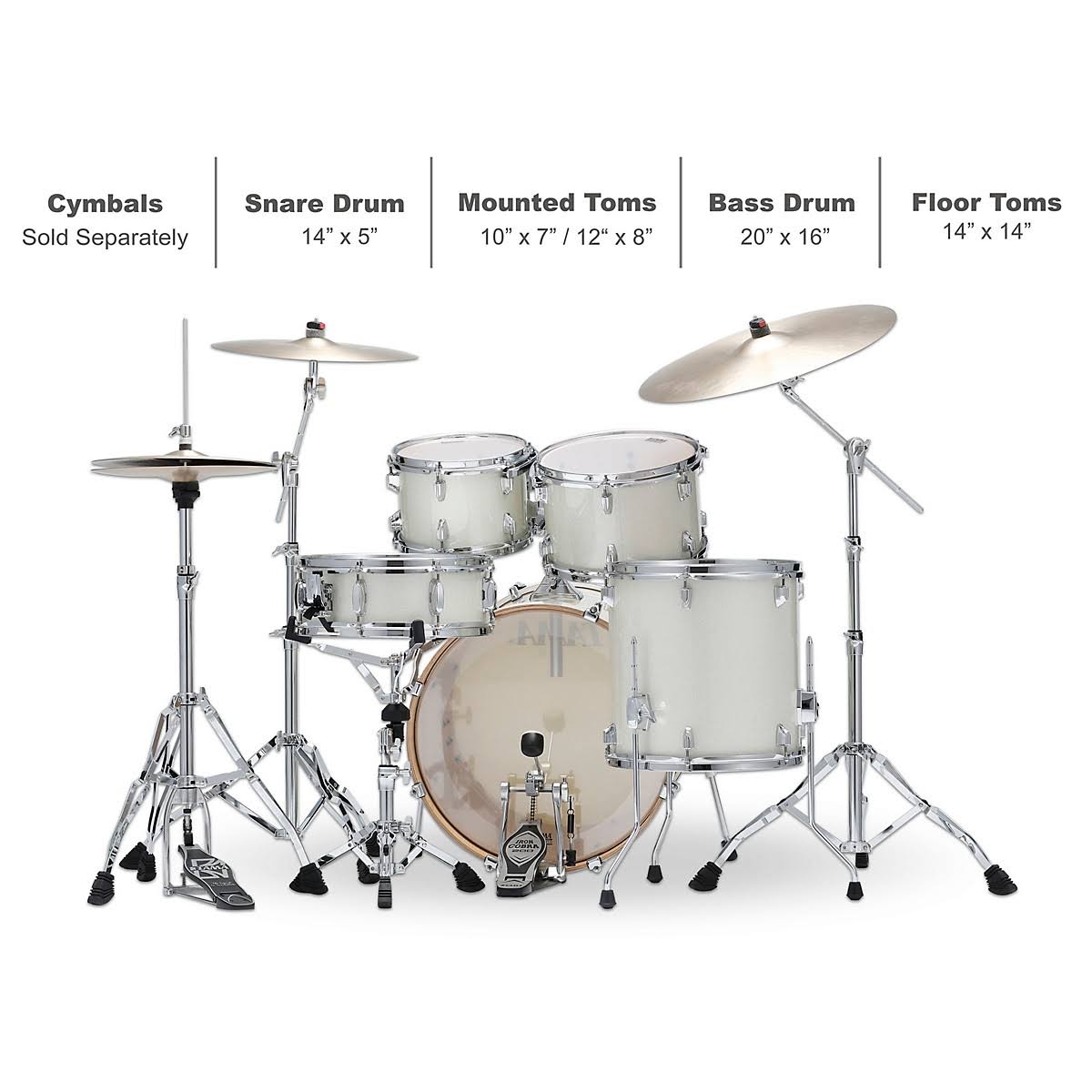 Tama Superstar Classic 5-Piece Shell Pack with 20x22 Bass Drum Vintage White Sparkle