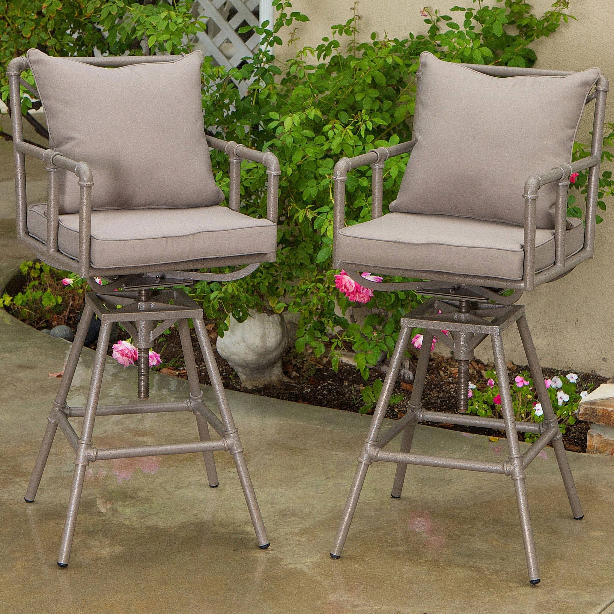 Tallahassee Outdoor Adjustable Height Swivel Bar Stools - 2 pack