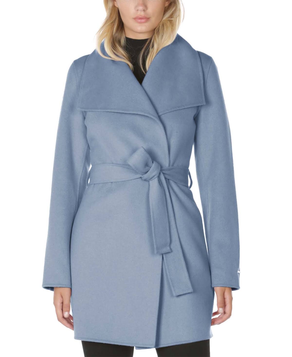 Tahari Ella Double Face Wool Coat, Pale Blue / M