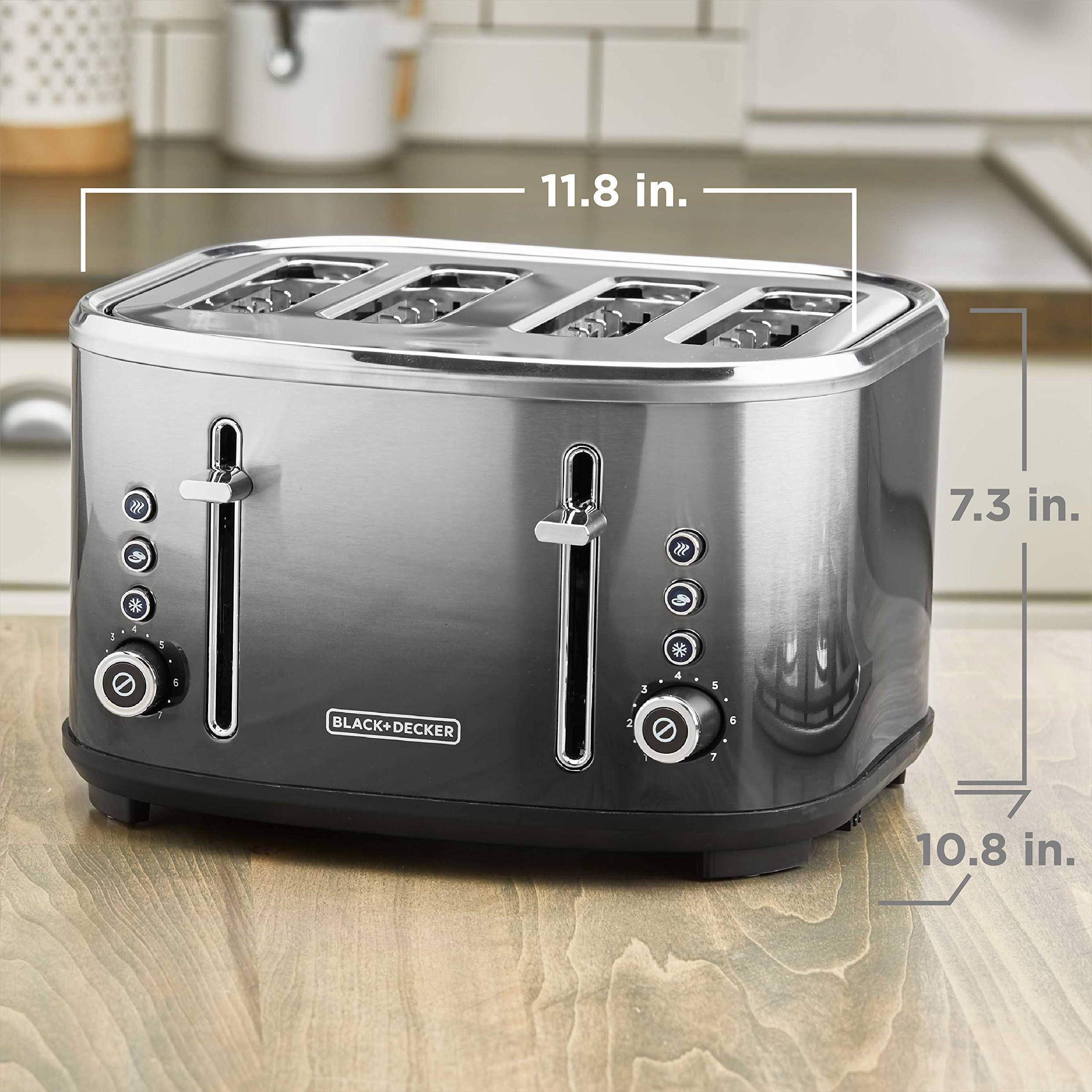 Black+decker 4-Slice Extra-Wide Slot Toaster, Stainless Steel, Ombr Finish, TR4310FBD