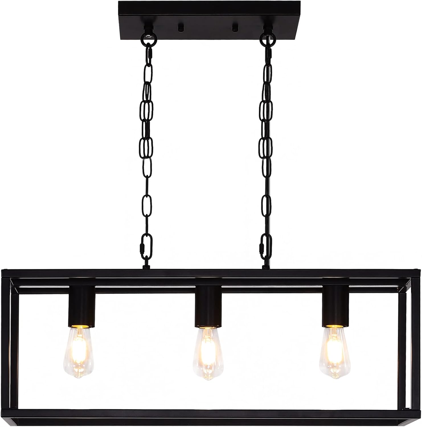 Erinaik 3-Light Island Lights, Industrial Dining Room & Kitchen Island Pendant Lighting Fixture, Detachable&nbsp;Metal&nbsp;Chain, for Dining Room Kitchen Island Pool Table, UL Listed,Bulb not Included