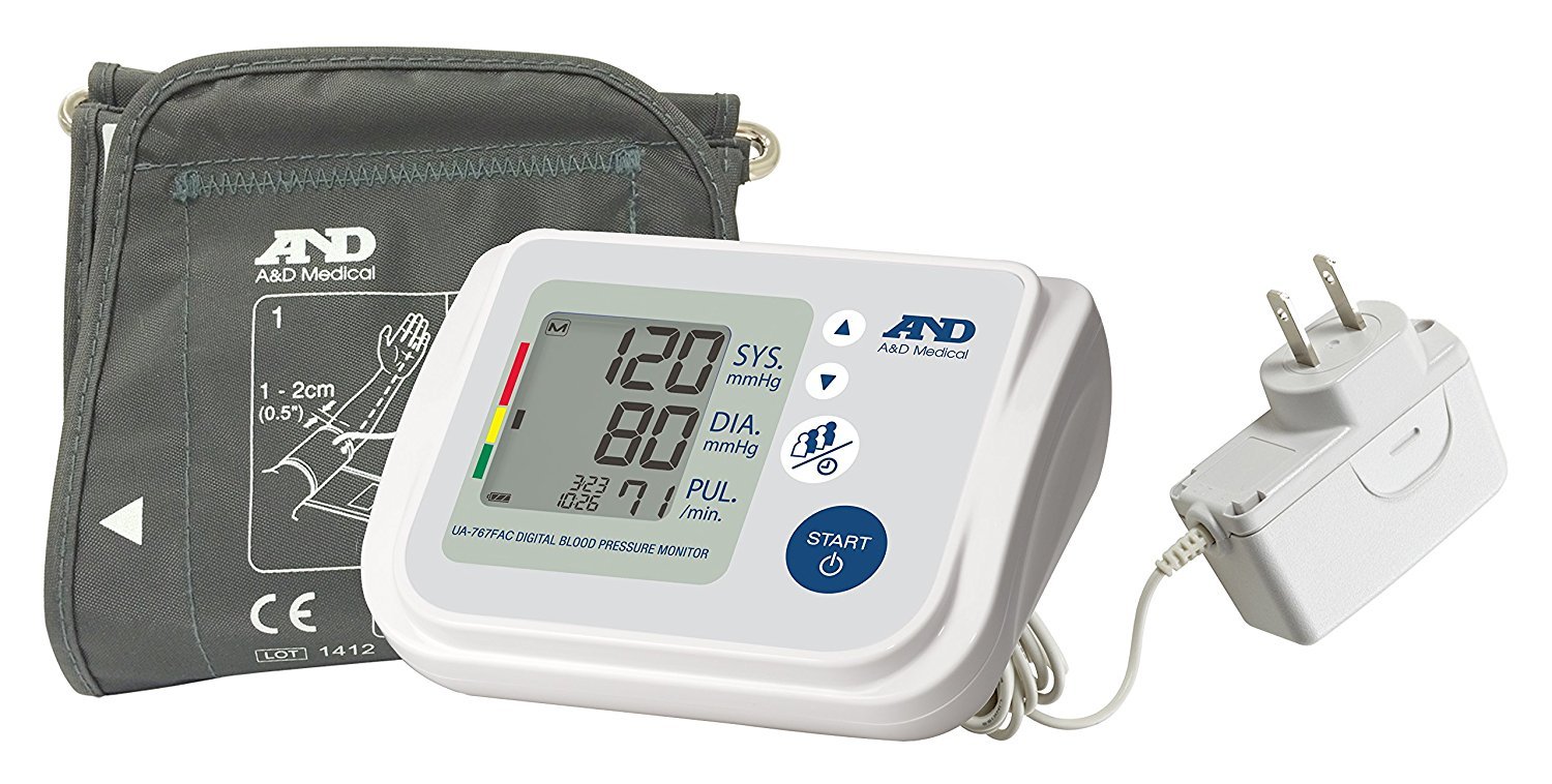 A&D Medical Upper Arm Blood Pressure Monitor for Up to 4 Users, Includes AC Adapter (UA-767FAC) Pack of 2
