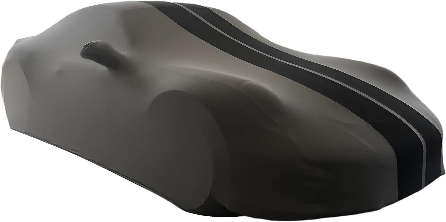 Ultraguard Stretch Satin Indoor Car Cover: Compatible with 2012-2022 Porsche 911 Coupe, Cayman & Boxster - The Ultimate Custom FIT (Dark Gray/Black Stripes)
