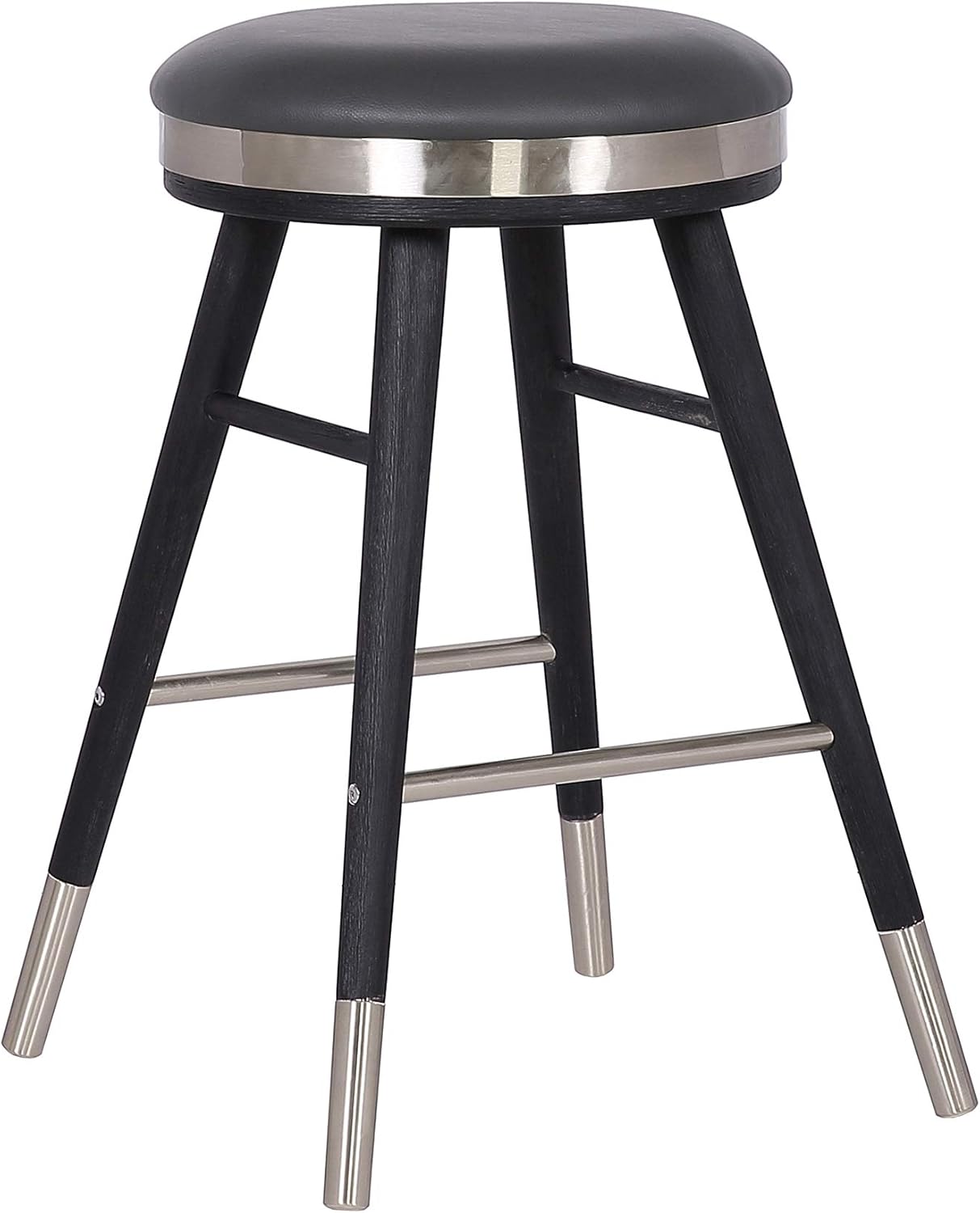 Armen Living Clara Modern Faux Leather Backless Kitchen Barstool, 26