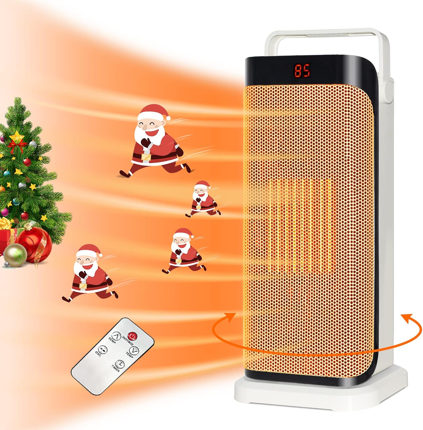 Space Heaters for Indoor Use - 1500W Portable Tower Electric Fan Heater with Remote Temperature Control, 120&deg;Oscillation 3 Modes 12H timer Overheat & Tip-Over Protection, Ceramic Heater for Home Bedroom Office