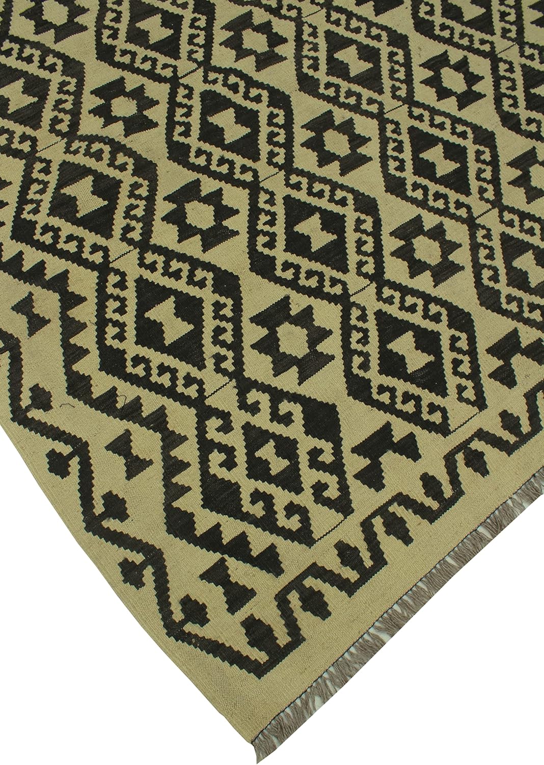 Noori Rug Sangat Kilim Allard Ivory/Black Rug, 6'8 x 9'3