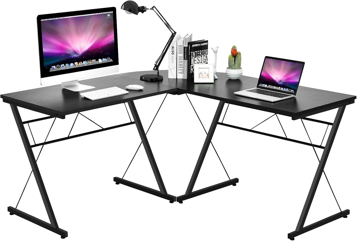 POWERSTONE L-Shaped Gaming Desk Computer Corner Desk 59