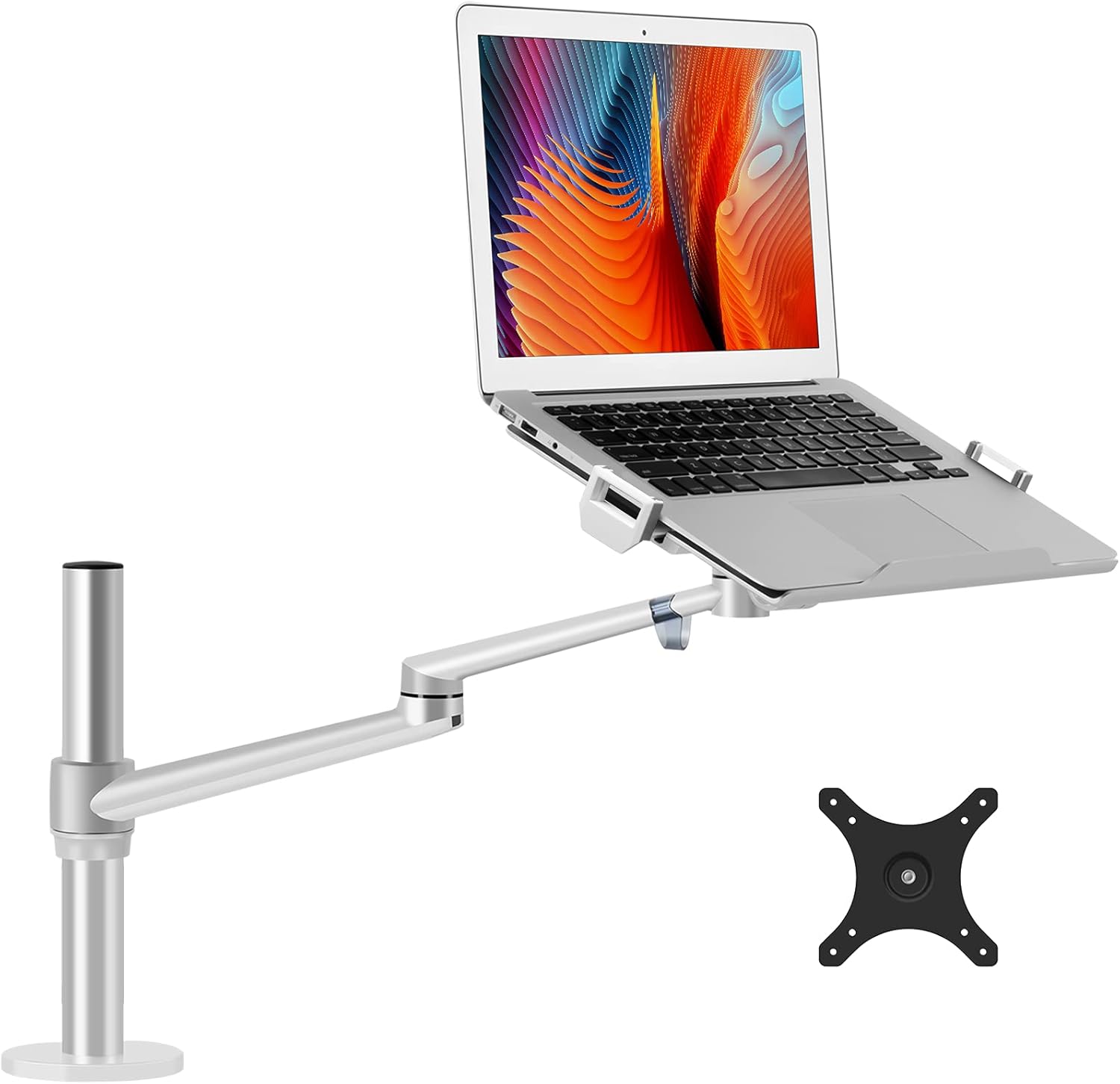 Viozon Laptop/Notebook/Projector Mount Stand,Height Adjustable Single Arm Mount Support 12-17 inch Laptop/Notebook/Tablet, Free Removable VESA 75X75 and 100X100 for Monitor 17-32 inch (Silver) Pack of 2