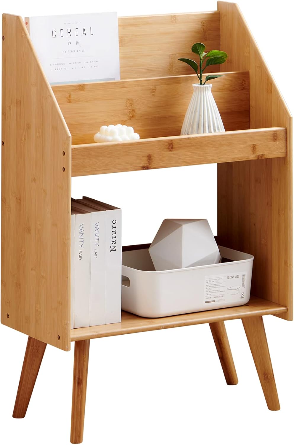 AbocoFur Bamboo Floor Book and Magazine Display Shelf, 20.67
