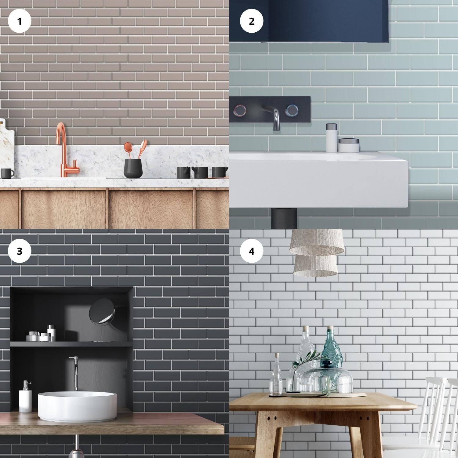 Walplus London Minimalist Brilliant White Glossy 3D Tile Stickers - Pack of 24 at Nordstrom Rack