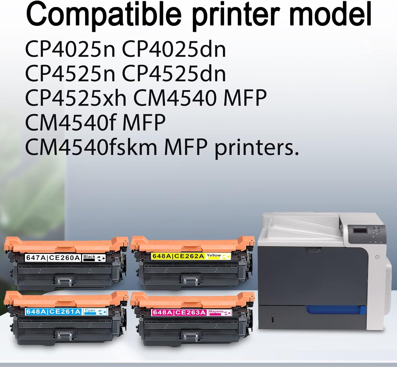 647A/648A Series 4 Pack (1BK+1C+1M+1Y) CE260A CE261A CE262A CE263A Compatible Remanufactured Toner Cartridge Replacement for HP CP4025n CP4025dn CP4525n CP4525dn CP4525xh Printers Toner -by NITROINK
