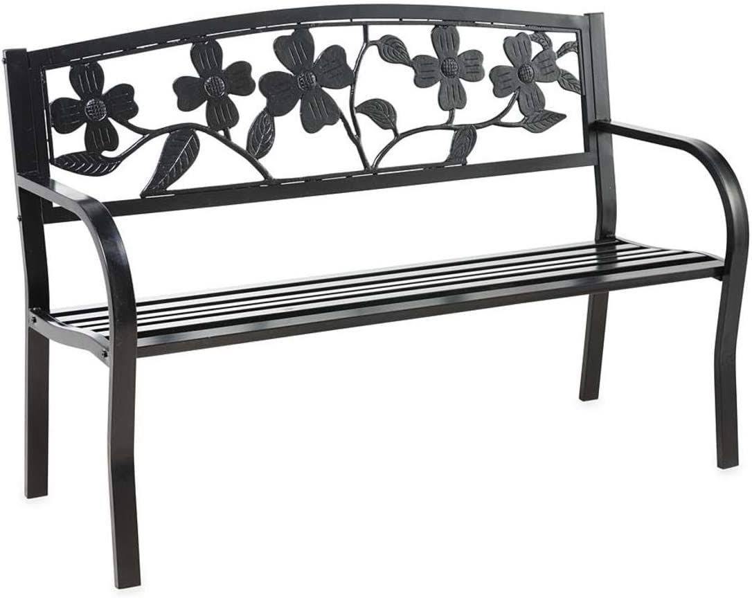 Dogwood Metal Garden Bench - Black