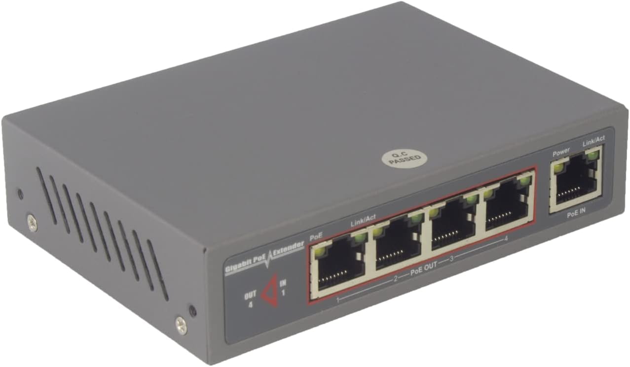 Gigabit Power-Over-Ethernet Extender, 60W PoE+ 10/100/1000 Mbps Extender No Power Required Pack of 2