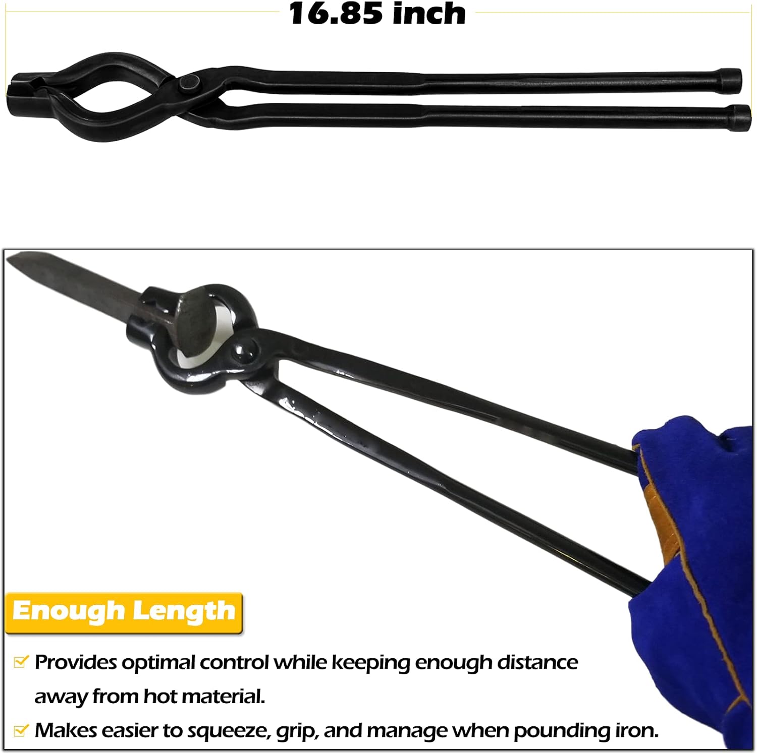 17 Inch V-Bit Bolt Blacksmith Tongs, Wolf Jaw Tongs Assembled Knife Making Blacksmith Bladesmith Anvil Forge Tongs