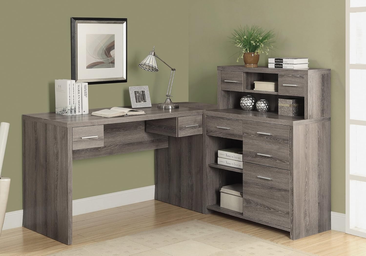 Monarch Specialties DARK TAUPE LEFT OR RIGHT FACING CORNER Computer Desk