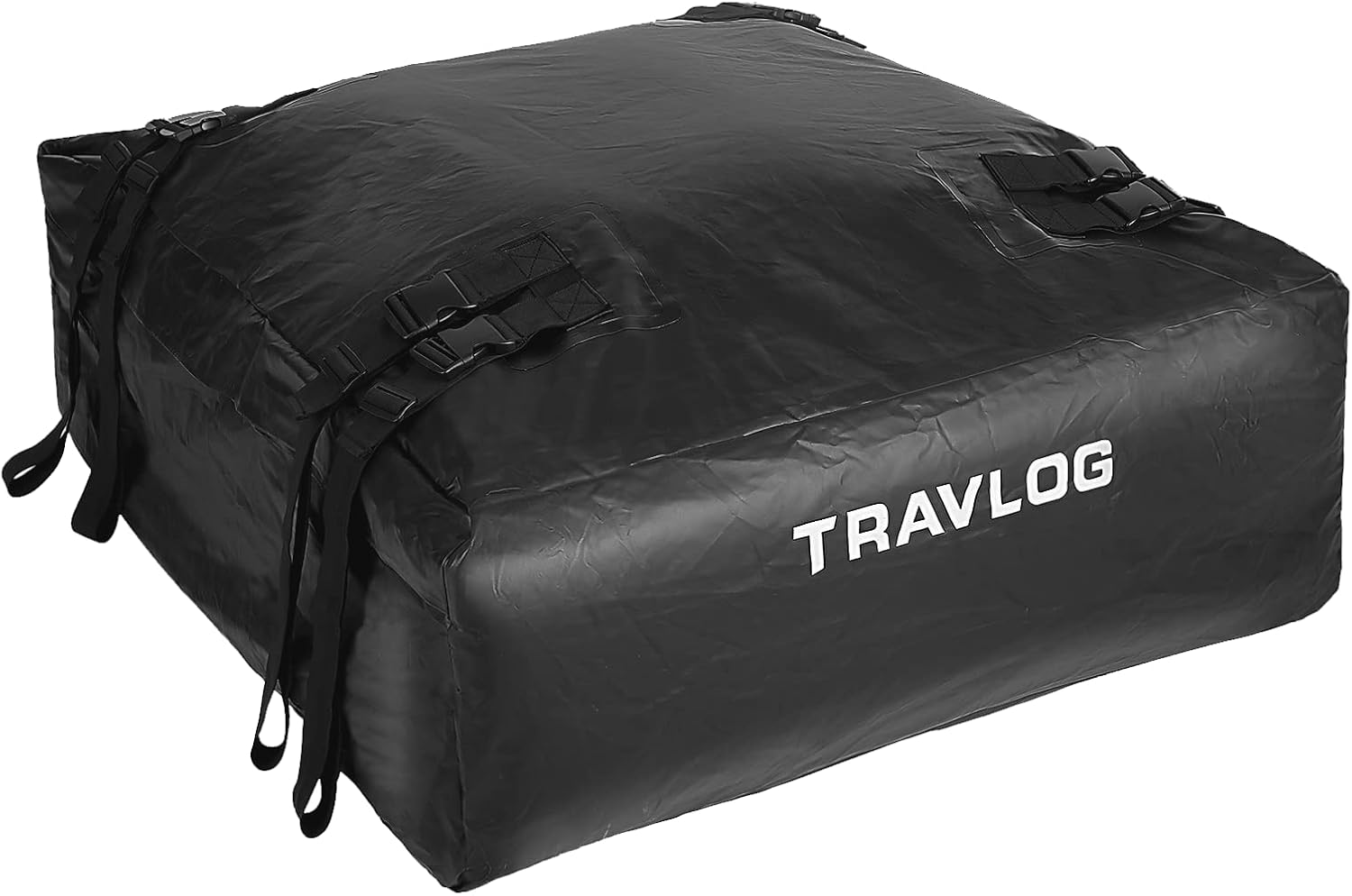 Travlog Rooftop Cargo Carrier, 20 Cubic Feet IP67 Waterproof Roof Rack Cargo Carrier Made by 10-Pound Anti-Tear 840D PVC with Anti-Slip Mat, 8 Reinforced Straps, Suitable with/Without Rack