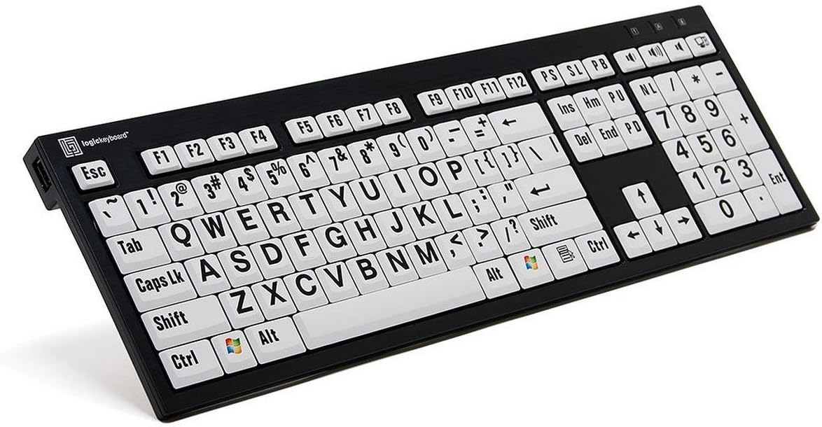 LogicKeyboard XL Print PC Slim line Black on White Keyboard Compatible with Windows XP, Vista, 7-11- Part: LKBU-LPBW-BJPU-US