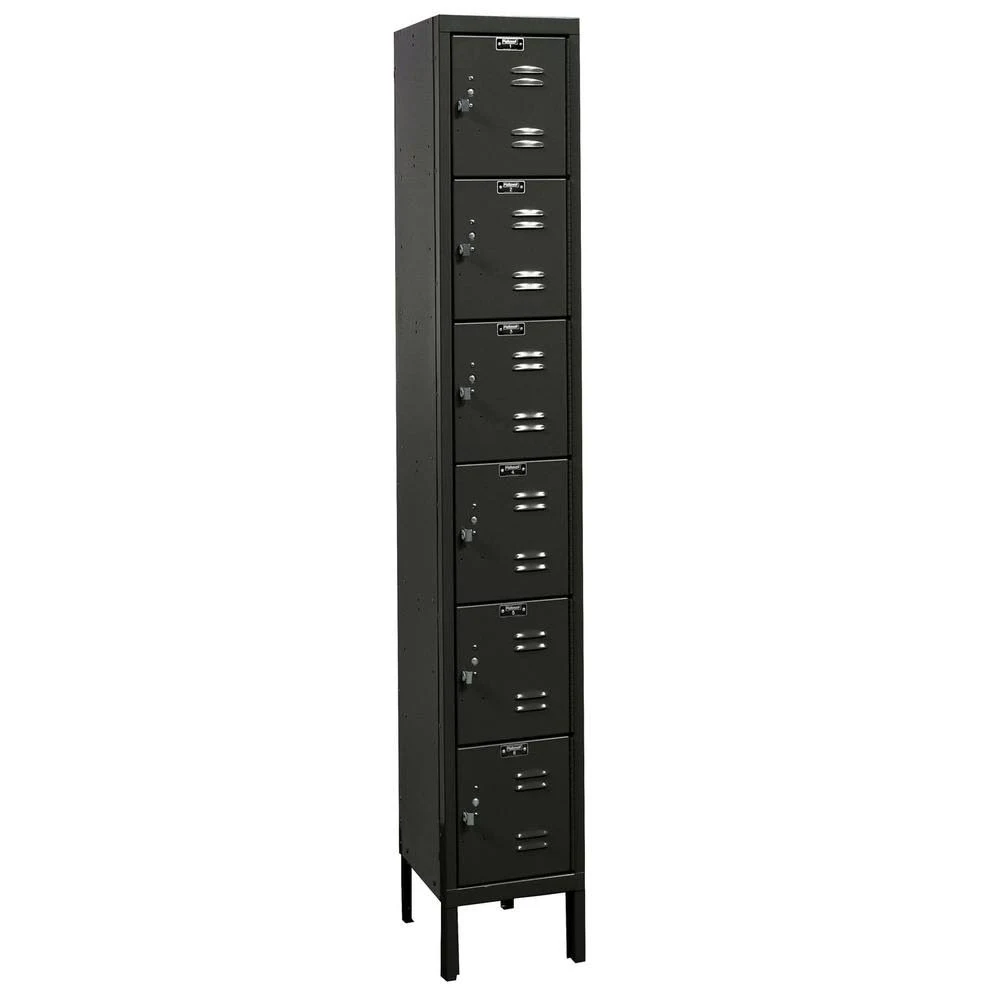 Hallowell 6-Tier Premium Box Lockers, Unassembled, 12x22 W x 12x22 D x 78x22 H, Black