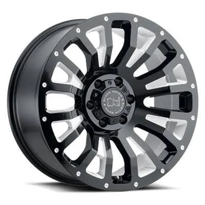 Black Rhino Pinatubo, 17x9.5 Wheel with 6x5.5 Bolt Pattern - Gloss Black with Milled Inside Window - 1795PNT-86140B12
