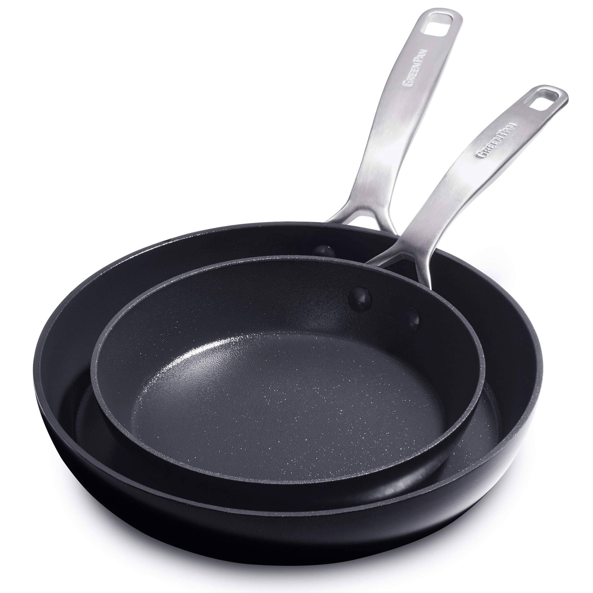 Greenpan SearSmart Ceramic Nonstick 8x22 and 10x22 Fry Pan Set - Black