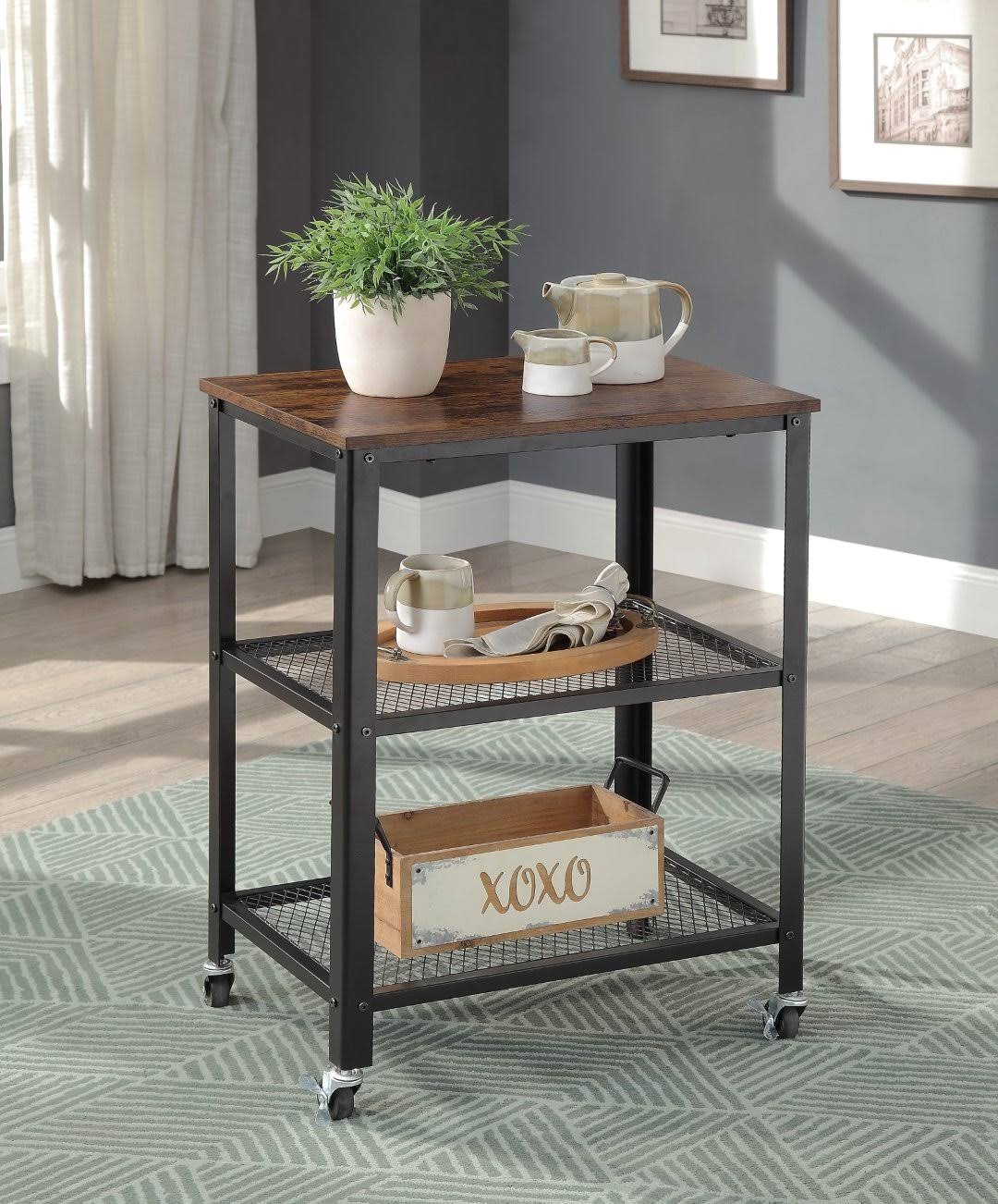 Acme Furniture Rustic Oak u0026 Black Finish Taurus Accent Table
