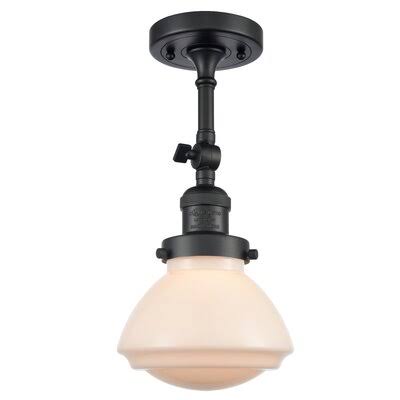 Chesterville 1-Light 6.75x22 Semi Flush Mount Three Posts Fixture Finish: Matte Black, Shade Color: Clear, Bulb Type: 3.5 Watt V