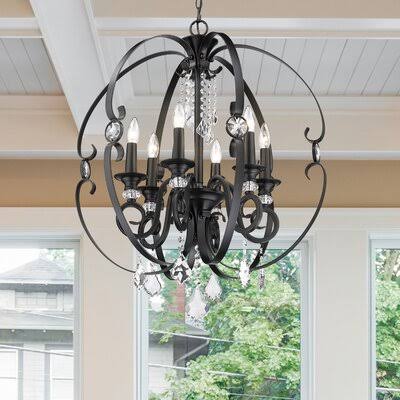 Dimmick 6 - Light Candle Style Globe Chandelier House of Hampton Finish: Matte Black