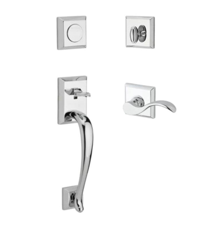 Baldwin Reserve - Napa Left Handed Full Dummy Handleset with Curve Lever in Matte Brass u0026 Black - FD.NAPXCUR.L.TSR.049