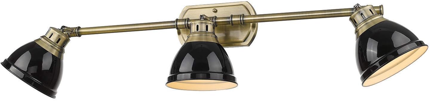 Golden Lighting 3602-BA3 CH-BK Duncan Bath Fixture, Chrome with Black Shades