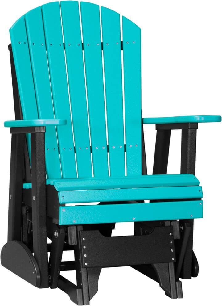 LuxCraft Recycled Plastic 2& Adirondack Glider Chair-Blue on Black